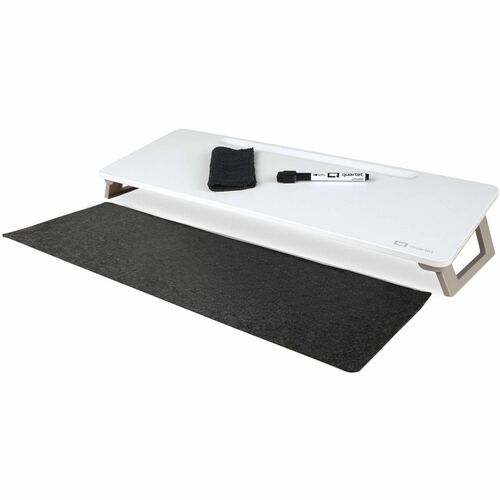 Quartet Dry-Erase Desktop Pad, 21" W x 7.7" H, White Painted Steel, Magnetic Surface, Felt Keyboard Slot, Marker, Microfiber Towel Included