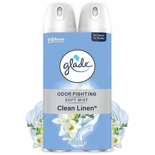 Glade Air Freshener Spray, Aerosol, Clean Linen Scent, 8.1 fl oz, Odor Neutralizer, Ozone-Safe, CFC-Free, 2/PK, 3/CT