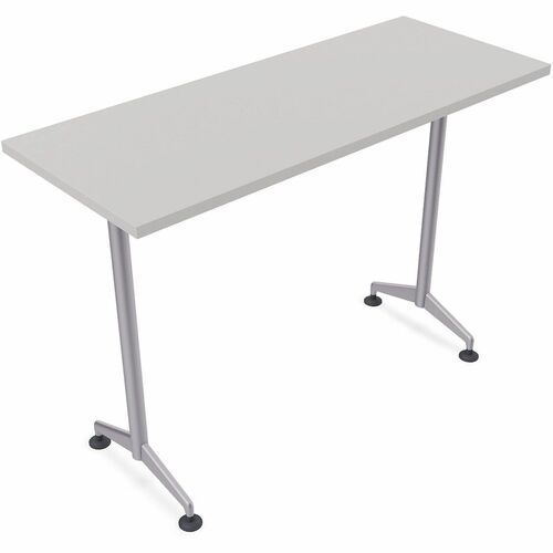 Special-T ZIA Training Table, Rectangle 24" W x 72" D x 42" H, Flip-Top, Gray HPL Top, Powder-Coated T-Shaped Cast Aluminum/Steel Base, 6/Bundle