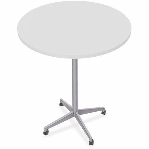 Special-T ZIA Utility Table, Hospitality, Office, 42" Round Top, 42" H, White HPL Top, Powder-Coated X Base, Cast Aluminum/Steel, 6/BDL