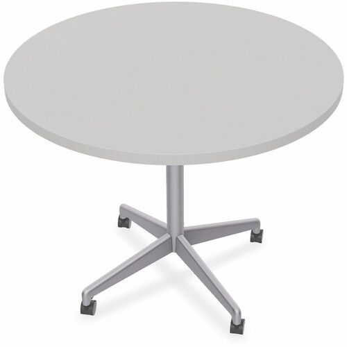 Special-T ZIA Utility Table, Round 42" Dia x 29" H, Gray HPL Top, Powder-Coated X-Shaped Cast Aluminum Base, 6/Bundle