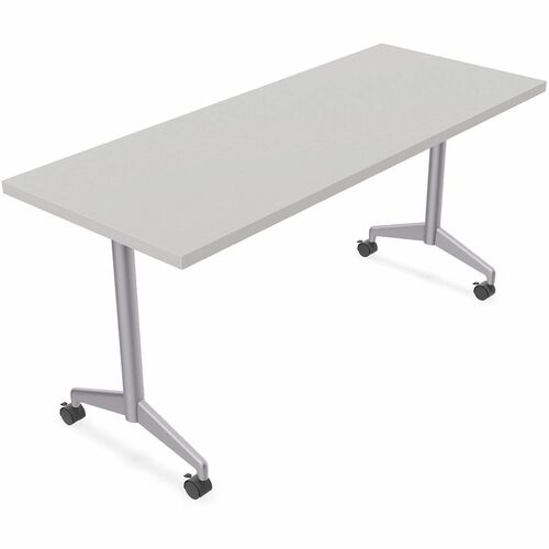 Special-T Training Table, ZIA Series, 24" x 48" x 29", Flip-Top Foldable, Gray HPL Top, Powder-Coated T-Shaped Base, 4 Casters, 6/BDL