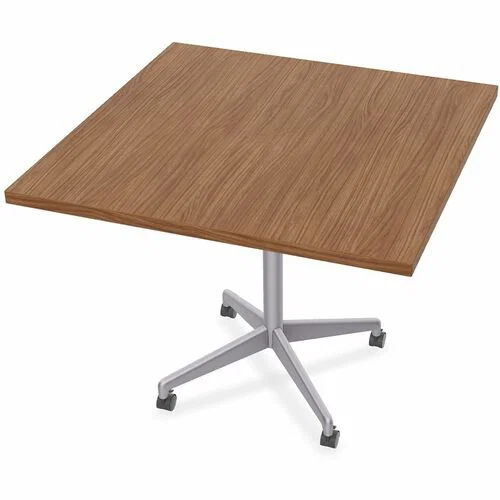 Special-T Utility Table, Hospitality, Office, ZIA Series, Square Top, 42" x 42" x 29", Walnut HPL Top, X-Shaped Aluminum/Steel Base, 6/Bundle