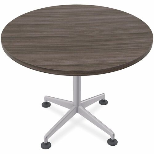 Special-T Utility Table, Hospitality, ZIA Series, Round 36" Dia x 29" H, Gray Driftwood HPL, X-Shaped Cast Aluminum/Steel Base, 10/BDL