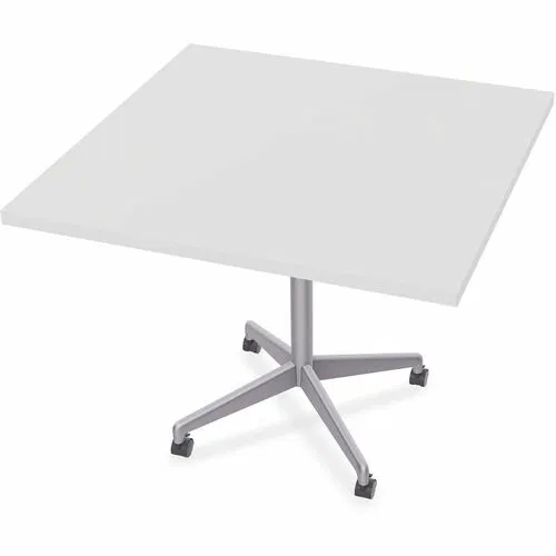 Special-T Utility Table, Hospitality, ZIA, Square 42" x 42" x 29", White HPL Top, Powder-Coated X-Shaped Cast Aluminum/Steel Base, 6/Bundle