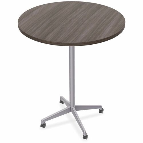 Special-T Utility Table, Hospitality, ZIA Series, Round 42" Dia, Gray Driftwood HPL Top, X-Shaped Cast Aluminum/Steel Base, 6/Bundle