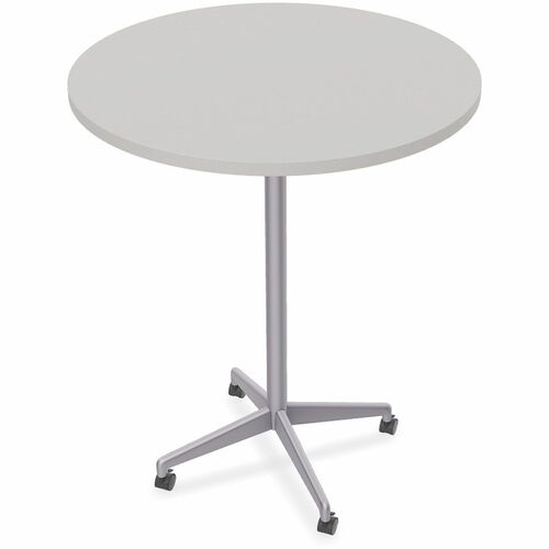 Special-T ZIA Series Utility Table, Hospitality, Round 42" Dia x 42" H, Gray HPL Top, Powder-Coated X-Shaped Cast Aluminum/Steel Base, 6/Bundle