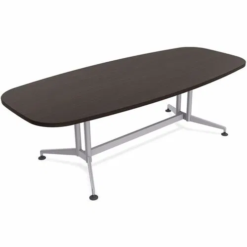Special-T Conference Table, ZIA Series, Elipse Top, 84" x 48" x 29", Ebony Recon HPL, Powder-Coated Double Column Base, 2/Bundle
