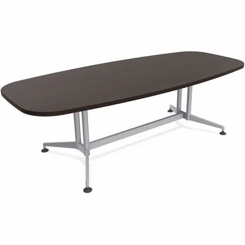Special-T Conference Table, ZIA Series, 96" W x 48" D x 29" H, Ebony Recon HPL, Double-Column Base, Aluminum/Steel, 2/BDL