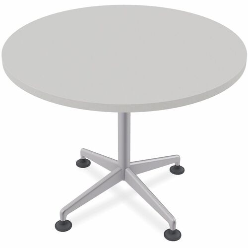 Special-T Utility Table, Hospitality, Zia Series, 42" Round x 29" H, Gray Laminate Top, X-Shaped Aluminum/Steel Base, 8/BND