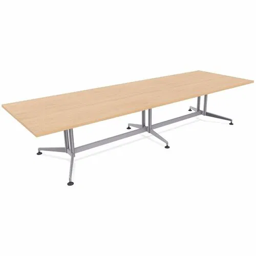 Special-T ZIA Conference Table, Conference Room, 12 ft x 48" x 29", Kensington Maple HPL Top, Powder-Coated Double-Column Base, 2/Bundle