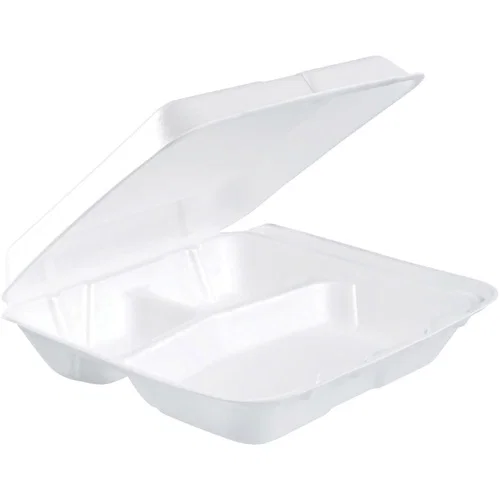 Dart Storage Case, Insulated Foam 3-Compartment Container, 7.5" x 8" x 2.3", White Extruded Polystyrene, Hinged Lid, Stackable, 200/CT