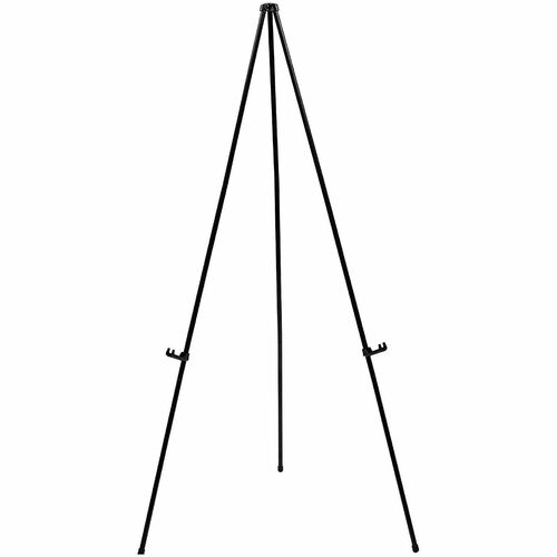 Lorell Presentation Easel, Travel, Adjustable 25"-63" H, 20 lb Load Capacity, Black Aluminum/Steel, Collapsible, Portable, Non-Skid Feet