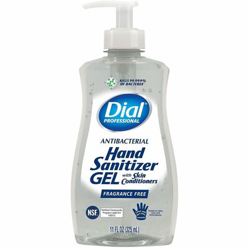 Dial Professional Hand Sanitizer Gel, 11 fl oz Pump Dispenser, Fragrance-Free, Hypoallergenic, Antibacterial, Moisturizing