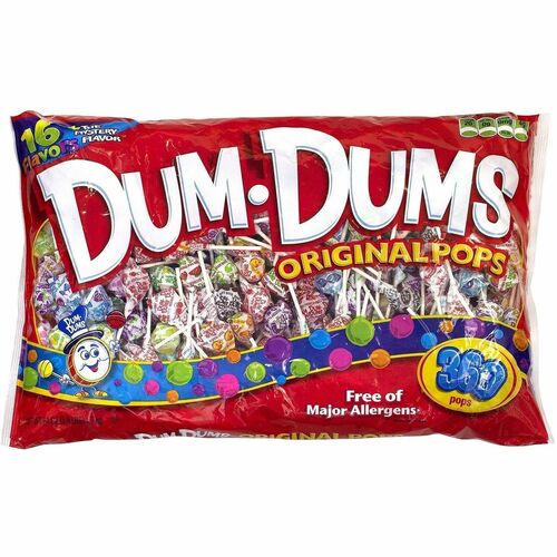 Green Rabbit Dum-Dum Lollipops, Assorted Flavors, Individually Wrapped, 360/Bag, 4.95 lb