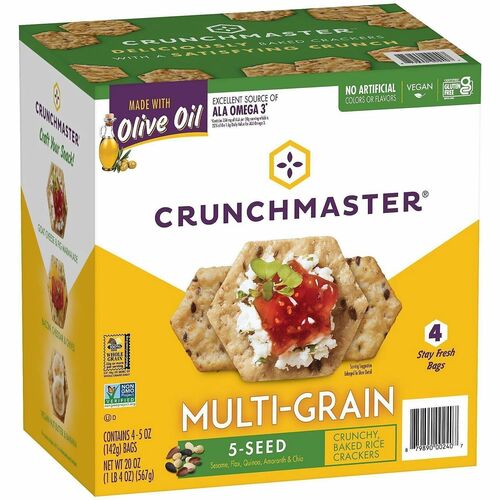 Green Rabbit Crunchmaster MultiGrain Seed Crackers - Gluten-free - Assorted - 10 oz - 1 / Carton