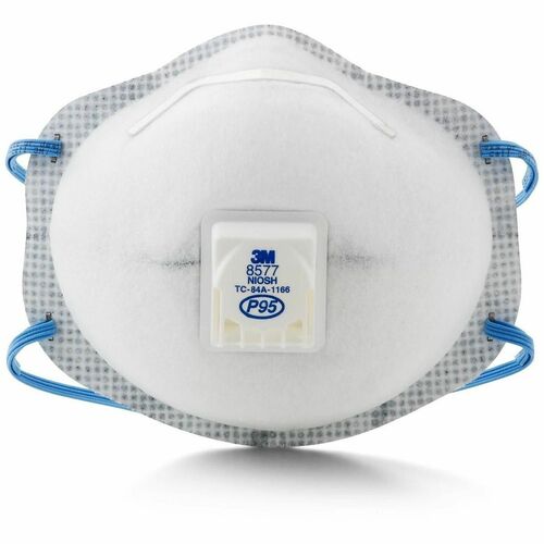 3M Particulate Respirator, P95 Oil and Non-Oil Protection, Carbon Layer, Adjustable M-Nose Clip, One Size, White, 8/CT