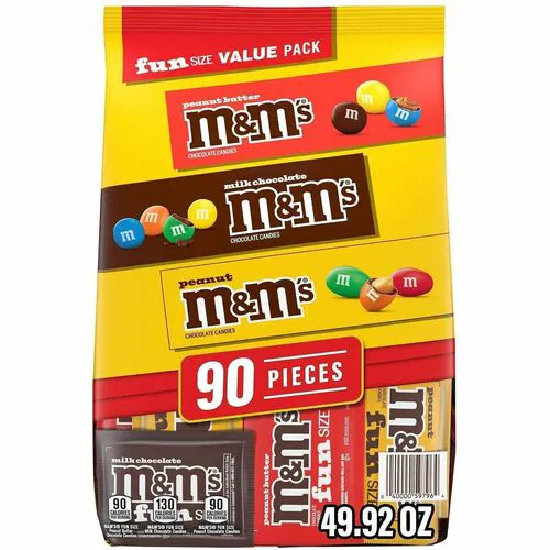 Green Rabbit Candy, M&M Lovers Variety Pack, Fun-Size, 90-Piece Bag, Individually Wrapped, Milk Chocolate/Peanut/Peanut Butter, Gluten-Free