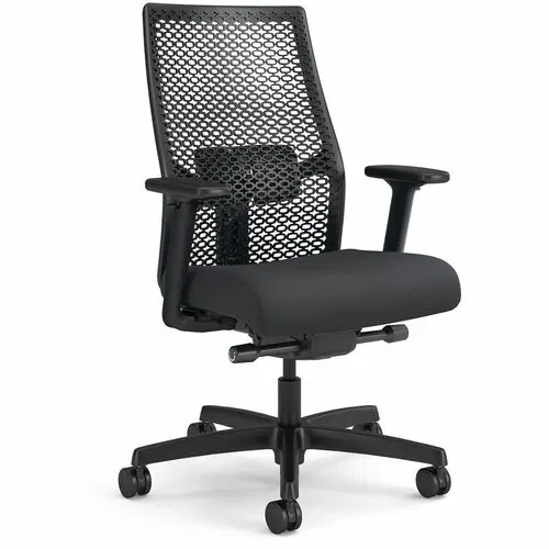 HON Ignition ReActiv Back Task Chair - Fabric Seat - Fabric Seat Material - Mesh Back Material - Black Frame Color - 5-star Base - Charcoal, Basalt - Armrest - 1 Each