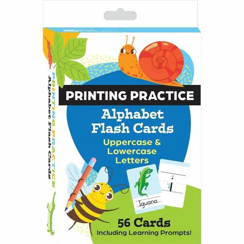 Shell Education Printing Practice Alphabet Flash Cards - Theme/Subject: Fun - Skill Learning: Alphabet, Practice, Uppercase Letters, Lowercase Letters, Flipping, Sorting - 3-10 Year - 1 Each