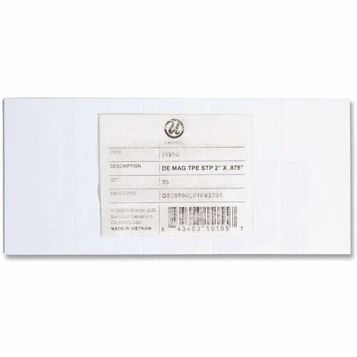 U Brands, Magnet Strip, 2" x 0.88", White, Magnetic, for Dry Erase Board, 25/PK