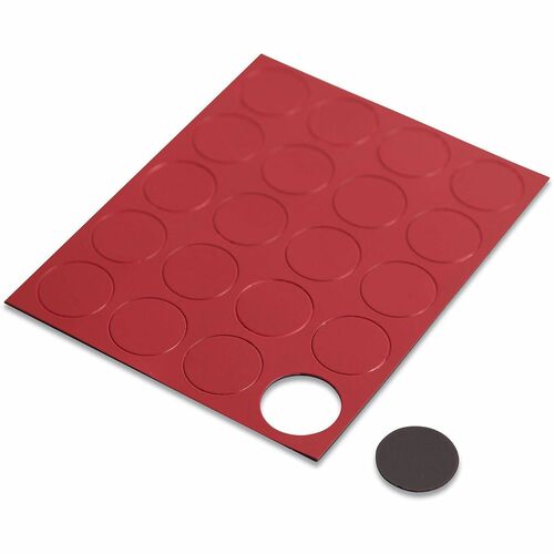 U Brands Board Magnet - 0.7" Diameter - Circle - Heavy Duty - 20 / Pack - Red