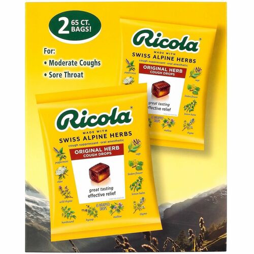 Green Rabbit Ricola Original Herb Cough Drops - For Cough, Itchy Throat, Cold, Flu, Allergy - 1 / Carton
