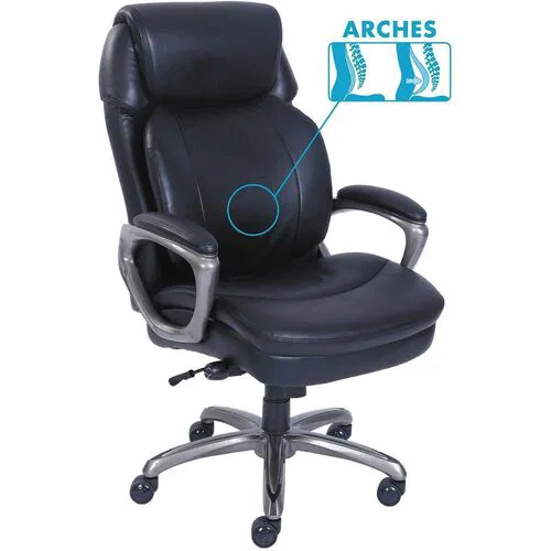 Serta Chair - Black Seat Color - Black Back Color - High Back - 5-star Base - Black - Memory Foam, Bonded Leather - 1 Each