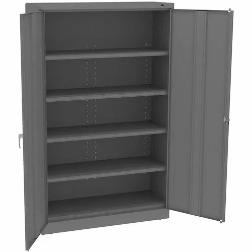 Tennsco Deluxe Jumbo Storage Cabinet - 48" Width x 18" Depth x 78" Height - 5 x Shelf(ves) - 2 x Standard Door(s) - 400 lb Load Capacity - Hinged Door, Welded, Locking Door, Locking Mechanism, Adjustable Leveler - Medium Gray - Steel, Nylon - Recycled