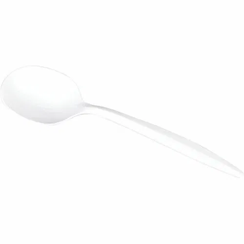 karat Soup Spoon Med-weight/White - Soup Spoon - Soup Spoon - Restaurant, Cafeteria - Polypropylene Plastic - White - 10 / Carton