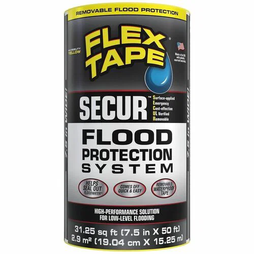 FLEX SEAL SECUR Low-Level Flood Protection Tape - 16.67 yd Length x 7.50" Width - Yellow - Water Proof - For Nonporous Surface, Smooth Surface - 1 Carton