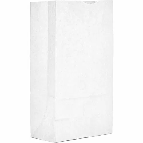 AJM #12 White Paper Grocery Bags - #12 - Bleached Kraft - Paper - Grocery, Supplies - Recycled - 500 / Carton