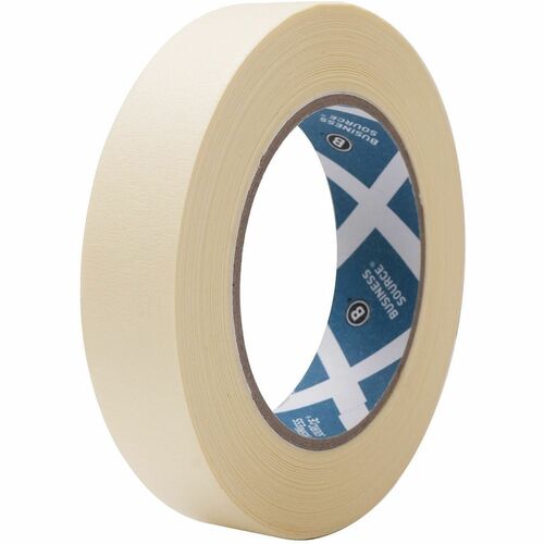 Business Source Utility-purpose Masking Tape - 60 yd Length x 1" Width - 3" Core - Tan - Crepe Paper Backing - For Holding, Bundling, Sealing, Masking - 1 Roll
