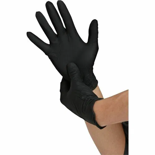 Genuine Joe Work Gloves - 5 mil Thickness - X-Large Size - Nitrile - Black - 10 / Carton