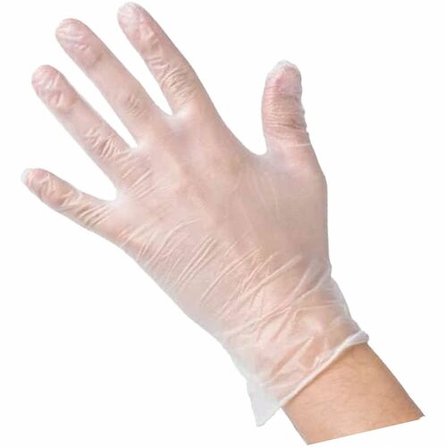Genuine Joe Work Gloves - 3 mil Thickness - Large Size - Vinyl - Clear - 10 / Carton