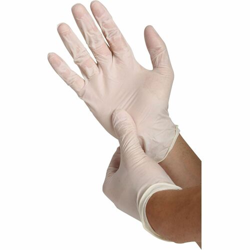 Genuine Joe Work Gloves - 4 mil Thickness - Small Size - Latex - White - 10 / Carton