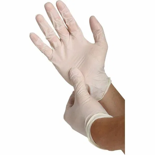 Genuine Joe Work Gloves - 4 mil Thickness - Medium Size - Latex - White - 100 / Box