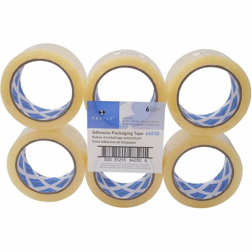 Sparco Premium Heavy-duty Packaging Tape Roll - 55 yd Length x 1.88" Width x 3 mil Thickness - 3" Core - Clear - Acrylic Adhesive - Temperature Resistant, UV Resistant, Tear Resistant, Split Resistant, Break Resistant - For Packaging, Metal, Glass, Polyca