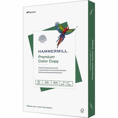 Hammermill Premium Color Copy Paper - 100 Brightness - Ledger/Tabloid - 11" x 17" - 28 lb Basis Weight - Ultra Smooth - Heavyweight - White - 500 Sheets per Ream - 4 / Carton