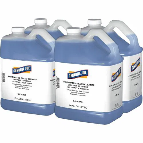 Genuine Joe Ammoniated Glass Cleaner - For Glass - Concentrate - 128 fl oz (4 quart) - White - 4 / Carton