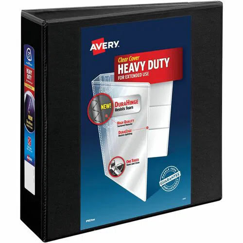 Avery® One Touch Ring Heavy-Duty asse Binder - 3" Binder Capacity - Letter - 8 1/2" x 11" Sheet Size - 670 Sheet Capacity - 3 1/2" Spine Width - 3 x 3" Ring - Fastener: D-Ring - Pocket: 4, Internal - Linen pattern - Polypropylene - Black - Recycled - 