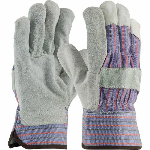 PIP Leather Palm Work Gloves - Large Size - Leather - White - Water Resistant, Wing Thumb, Breathable, Flexible, Knuckle Strap, Elastic Closure - For Material Handling, Maintenance, Construction - 12 / Pack