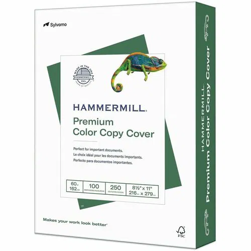 Hammermill Premium 60 lb. Color Copy Cover Paper - 100 Brightness - Letter - 8 1/2" x 11" - 60 lb Basis Weight - Ultra Smooth, Extra Smooth - Heavyweight - White - 10 / Carton
