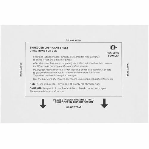 Business Source Shredder Lubricant Sheets - Easy to Use, No-mess - White