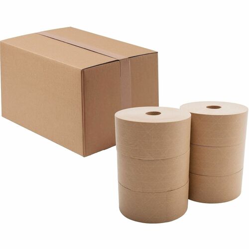 Lindenmeyr Explorer All-Purpose Water-Activated Tape - 166.67 yd Length x 2.76" Width - Clear - Kraft - Water Resistant, Weather Resistant, Tamper Resistant - For Multipurpose - 6 / Carton