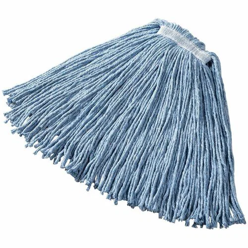 Rubbermaid Commercial Premium Cut-End Blend Mophead - Cut Ends, 4-ply, Absorbent, Durable - Cotton, Rayon, Synthetic Yarn - Blue - 12 / Carton