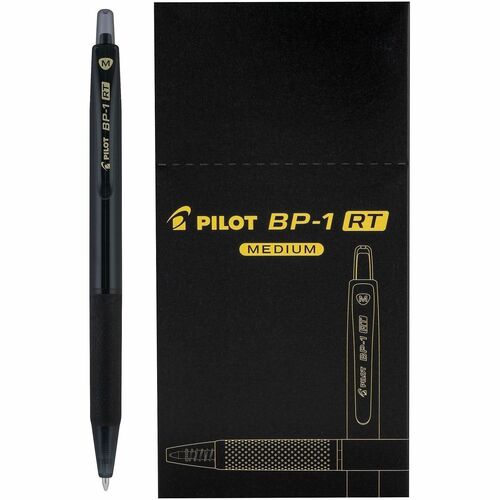 Pilot BP-1 RT Ballpoint Pens - Retractable - Black Ink - Oil Based - Stainless Steel Tip - Writing, School, Home - 12 / Dozen