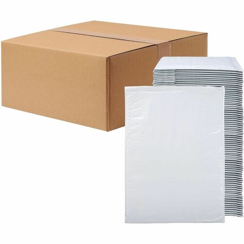Lindenmeyr Explorer Poly Self-Seal Bubble Mailers - Bubble/Shipping - #3 - 8 1/2" Width x 14 1/2" Length - Self-sealing - White - Polyethylene - 100 / Carton