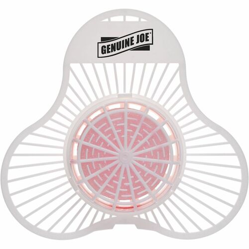 Genuine Joe Enzymatic Urinal Blocks and Screens - Odor Neutralizer, Deodorizer, Splash Reducer, Clog Remover - 6 / Carton - Blue, White