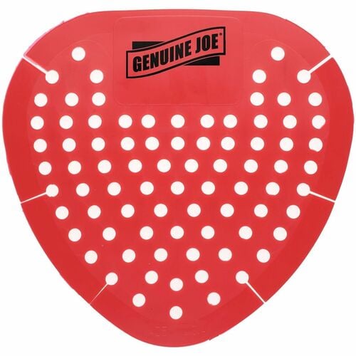 Genuine Joe Deodorant Urinal Screens - Splash Reducer, Odor Neutralizer - 1 / Box - Red